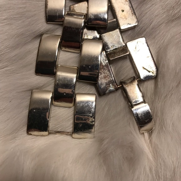 Vintage Chunky Bismarck Chain Silvertone Bracelet - Picture 4 of 5